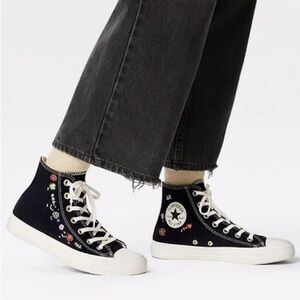 Converse Womens Chuck Taylor All Star High Embroidered Floral Black